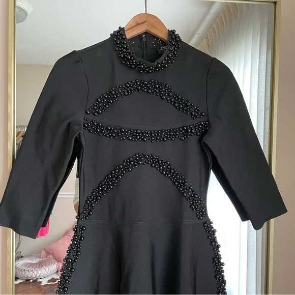Front Row by Sara & Goldy Beaded Black Tea Length Formal Dress Size XS - Picture 5 of 15